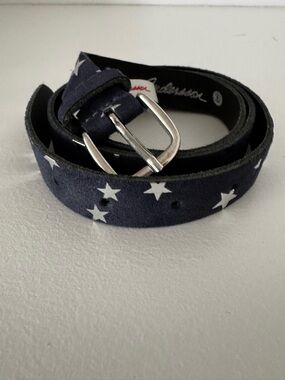 Hanna Girl Navy Suede Belt with Silver Star Detail